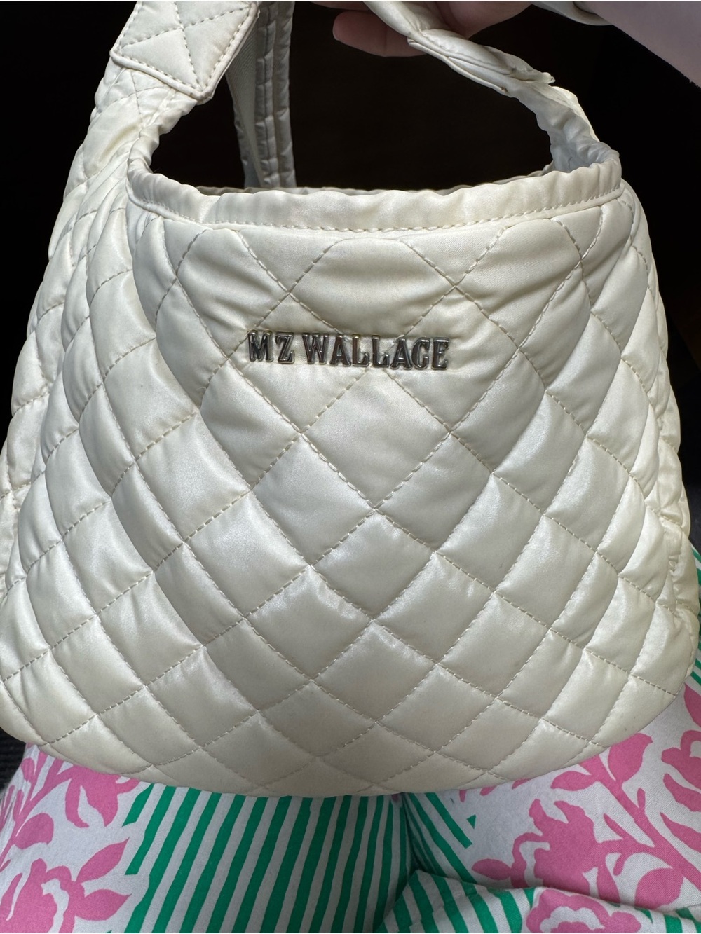 MZ Wallace Quilted Cream Crossbody Shoulder Bag
